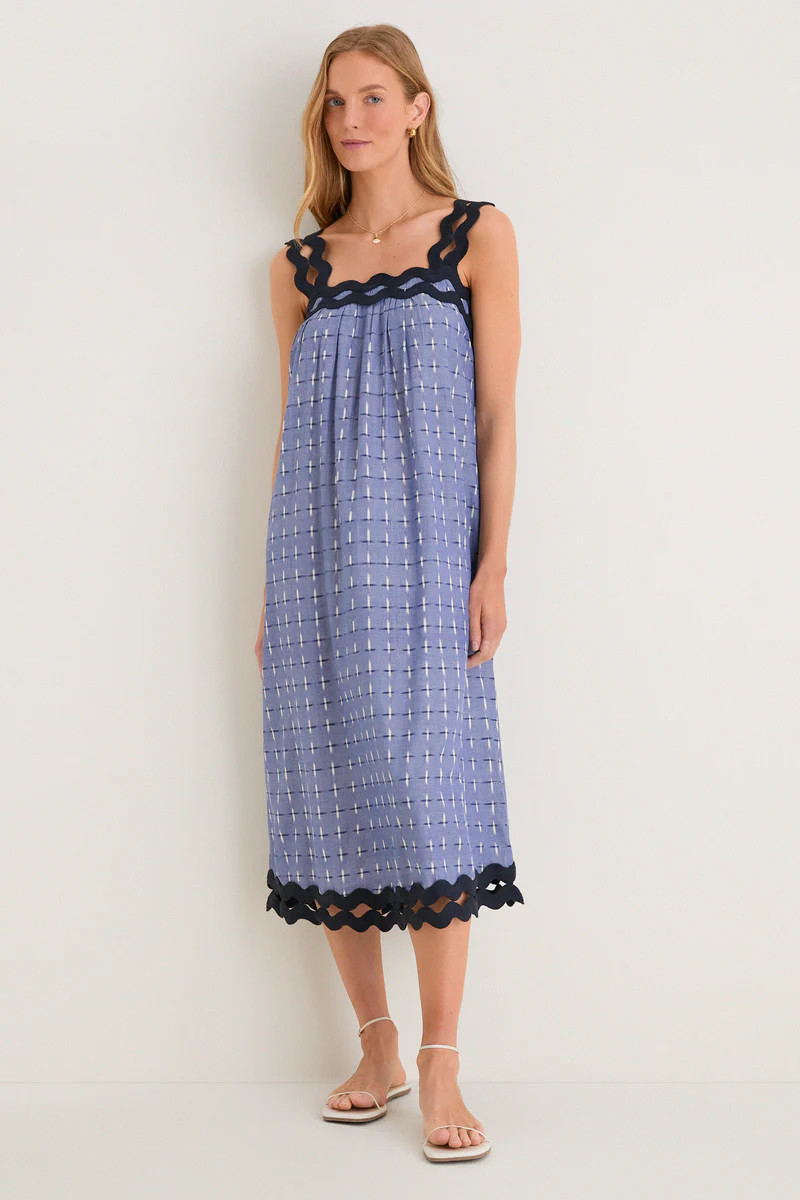 Azure Ikat Embroidered Ellis Dress | Tuckernuck (US)