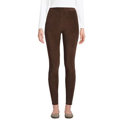 Lands' End Women's Sport Knit High Rise Corduroy Leggings - Medium - Rich Coffee | Target