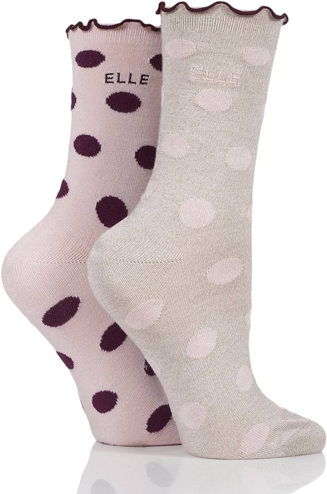 Elle Ladies Bamboo Patterned and Plain Socks Pack of 2 | Amazon (UK)