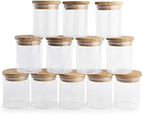 Glass Storage Jars with Bamboo Lids - Set of 12 | 150ml Airtight | Kitchen Food Storage & Organis... | Amazon (UK)