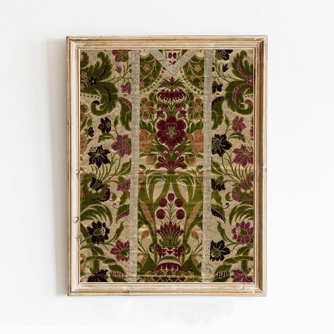 Oil Painting Vintage Poster of Textile Rug Pattern Wall European Green (2) | 11x17 12x18 16x24 24... | Amazon (US)