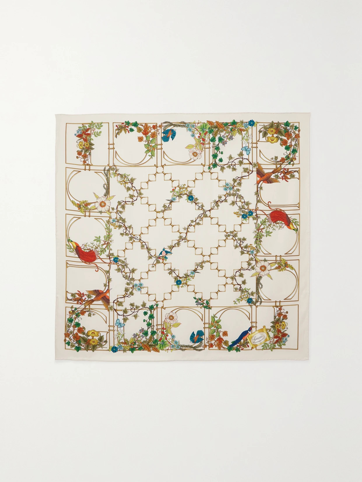 Gucci - Printed Silk-twill Scarf - Ivory | NET-A-PORTER (US)