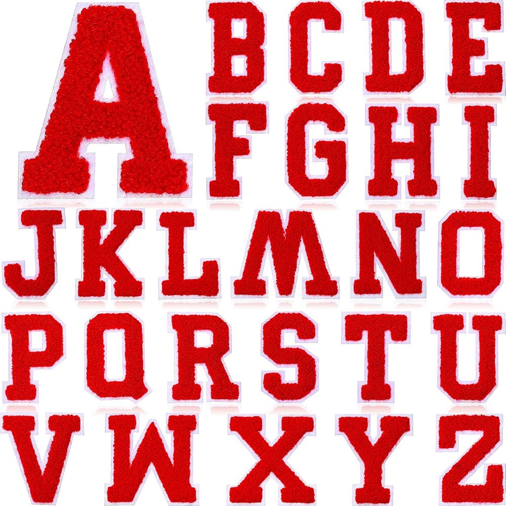 26 Piece Chenille Letter Iron on Patches Sew On Chenille Varsity A-Z Patches Alphabet Patches Let... | Amazon (US)