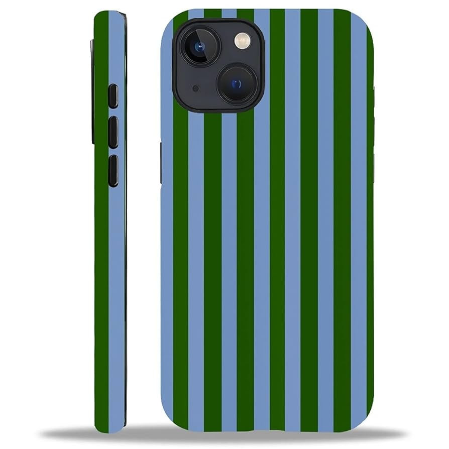 Compatible with iPhone 15 Matte Case, Green and Blue Stripes Geometric Vertical Line Pattern for ... | Amazon (US)