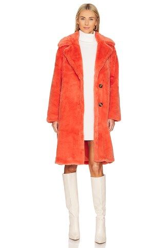 Steve Madden Maxwell Faux Fur Coat in Firey Coral from Revolve.com | Revolve Clothing (Global)