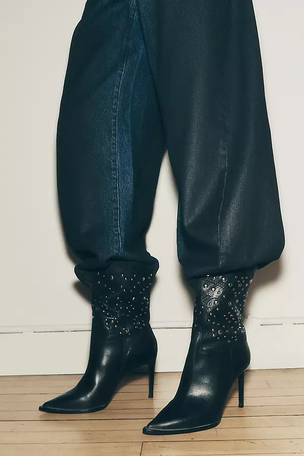 Studded High-Heel Western Ankle Boots | Anthropologie (US)