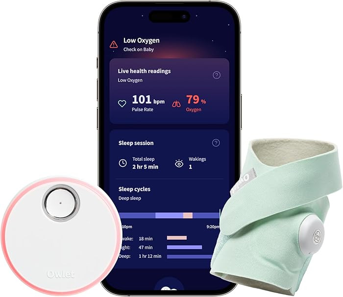 Owlet Dream Sock® - FDA-Cleared Smart Baby Monitor - Track Live Pulse (Heart) Rate, Oxygen in In... | Amazon (US)