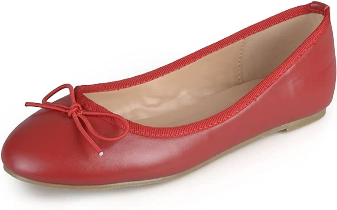 Journee Collection Womens Medium and Wide Width Vika Ballet Flat with Knit Trim and Dainty Vegan ... | Amazon (US)