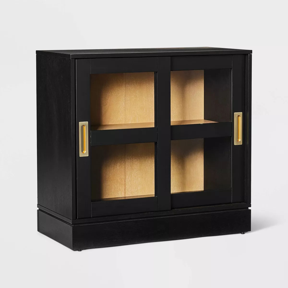 32" Promontory Sliding Glass 2 Doors Cabinet Black - Threshold™ designed with Studio McGee | Target
