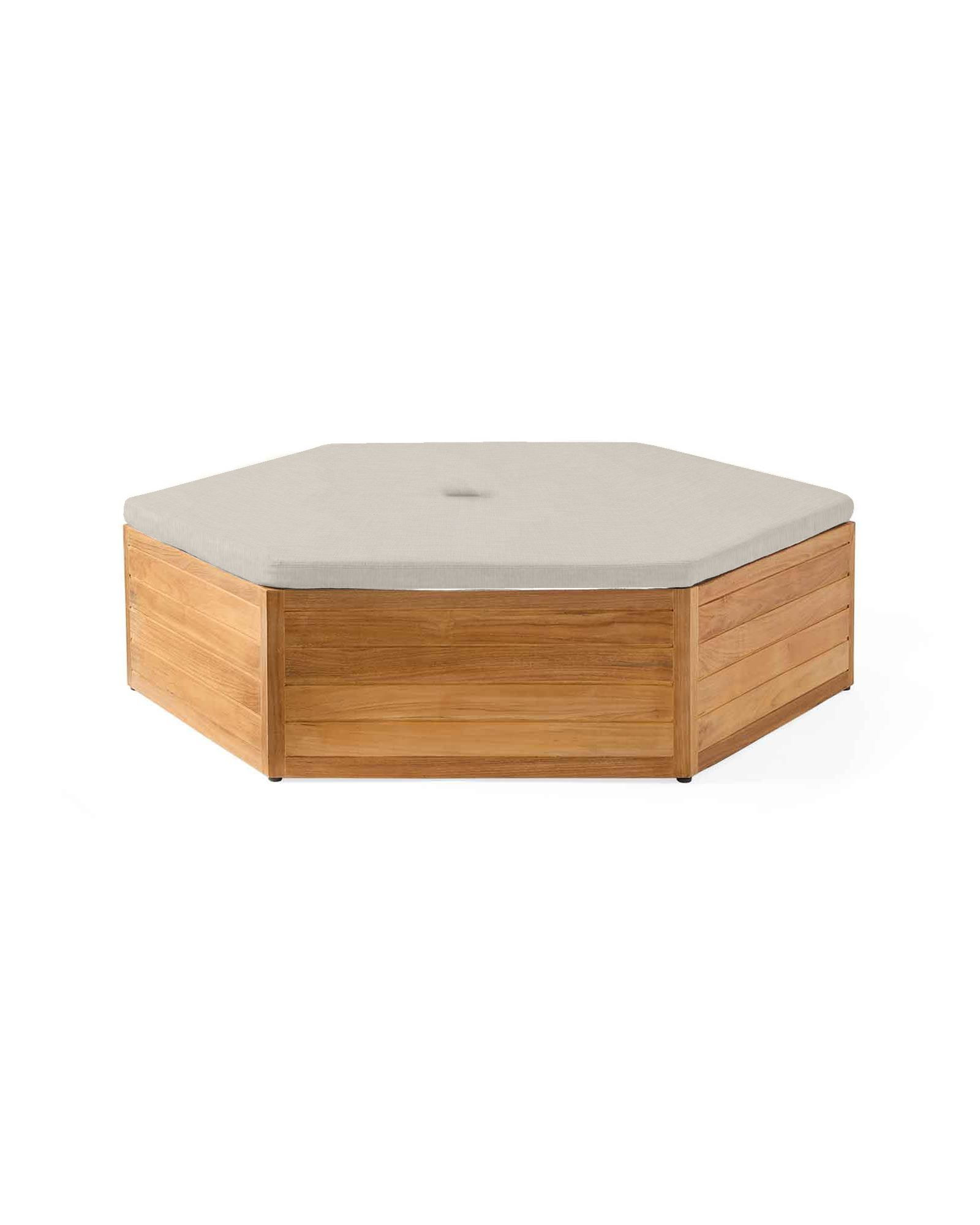 Tiburon Teak Umbrella Ottoman | Serena and Lily