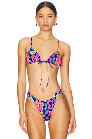 Triangle Front Tie Bikini Top in Out Of My Head | Revolve Clothing (Global)