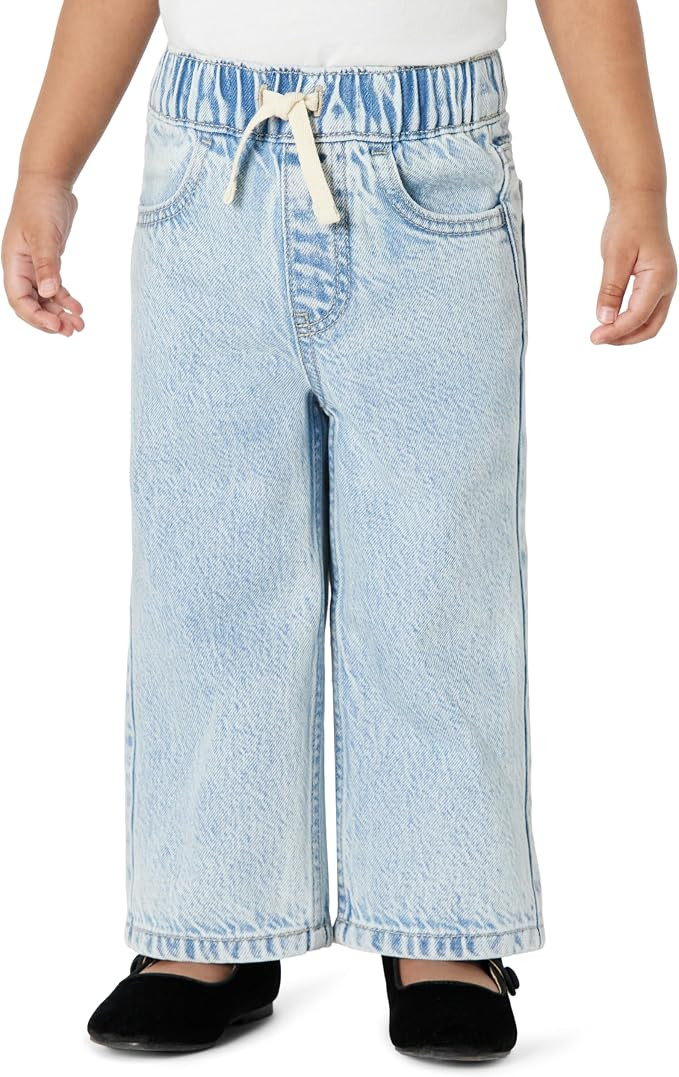 Amazon Essentials Baby Girls' Soft Stretch Relaxed-Fit Wide Leg Jeans | Amazon (US)
