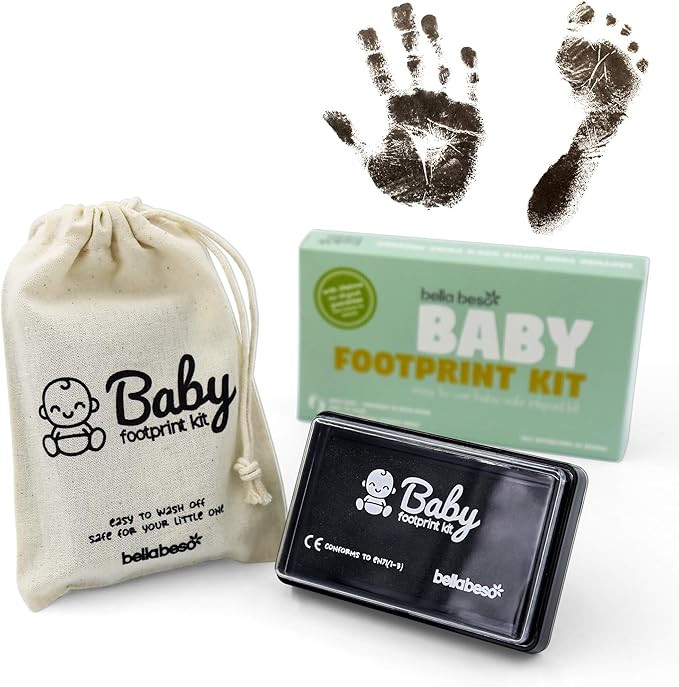 Baby Footprint Kit - Easy Clean Baby Safe Black Ink Pad for Baby Hand Print and Footprint kit wit... | Amazon (UK)