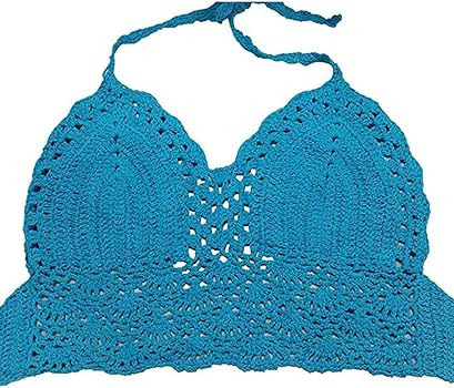 Meelino Women Summer Beach Crochet Crop Halter Tank Top Bralette Knit Bra Boho Cami Bikini | Amazon (US)