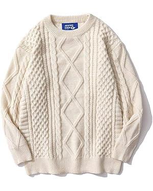 Aelfric Eden Women Sweater Vintage Cable Knit Sweater Casual Oversized Sweater Pullover | Amazon (US)