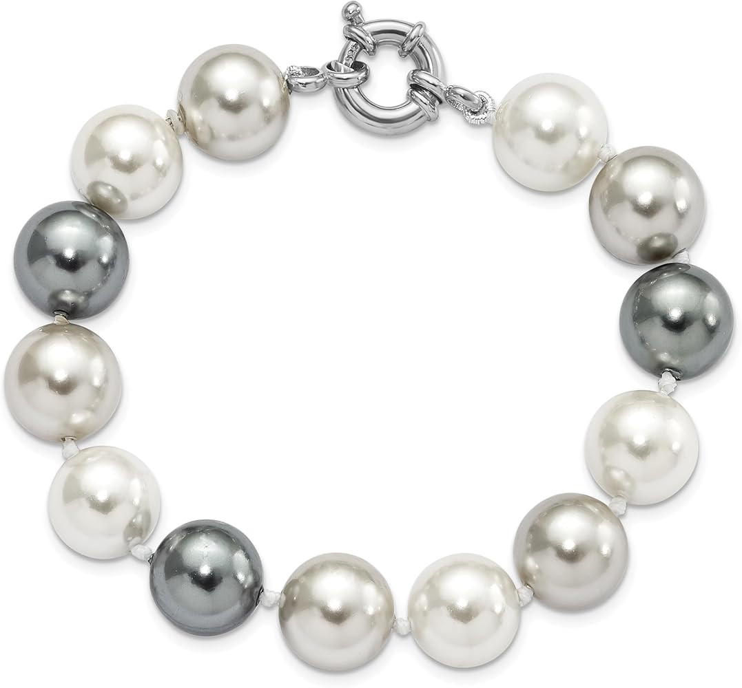 IceCarats 925 Sterling Silver 12mm Multi-color Simulated Shell Pearl Knotted Chain Bracelet | Amazon (US)