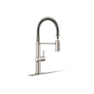 Clarus Semi Professional Single Handle Pull Down Sprayer Kitchen Faucet in Vibrant Stainless | The Home Depot