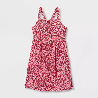 Girls' Sleeveless Americana Floral Dress - Cat & Jack™ Red | Target