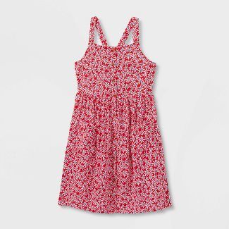 Girls' Sleeveless Americana Floral Dress - Cat & Jack™ Red | Target