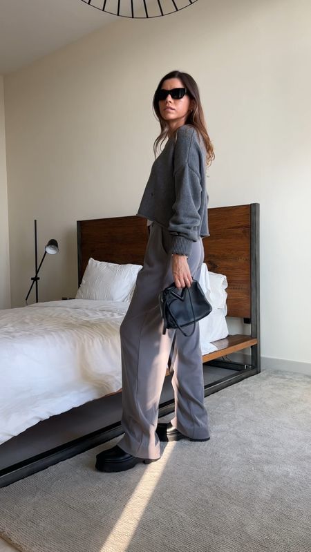 Gray outfit for fall winter, winter outfit, gray trousers, cropped jumper, boots outfit, Bottega bag 

#LTKitbag #LTKeurope