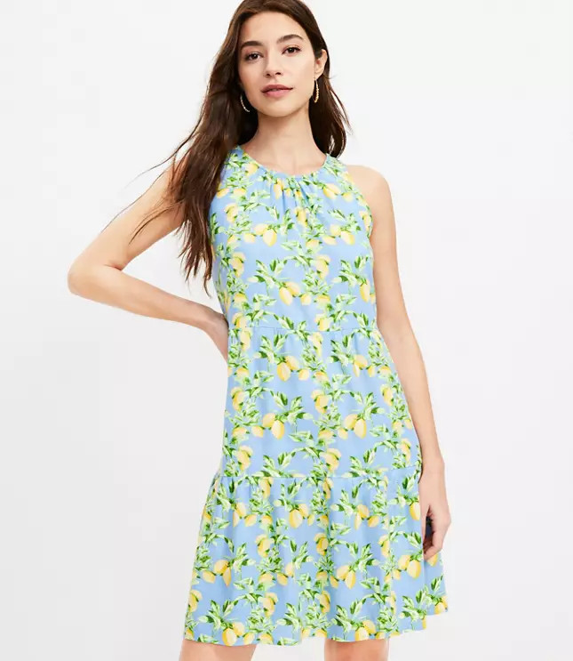 Lemon Tiered Swing Dress | LOFT | LOFT