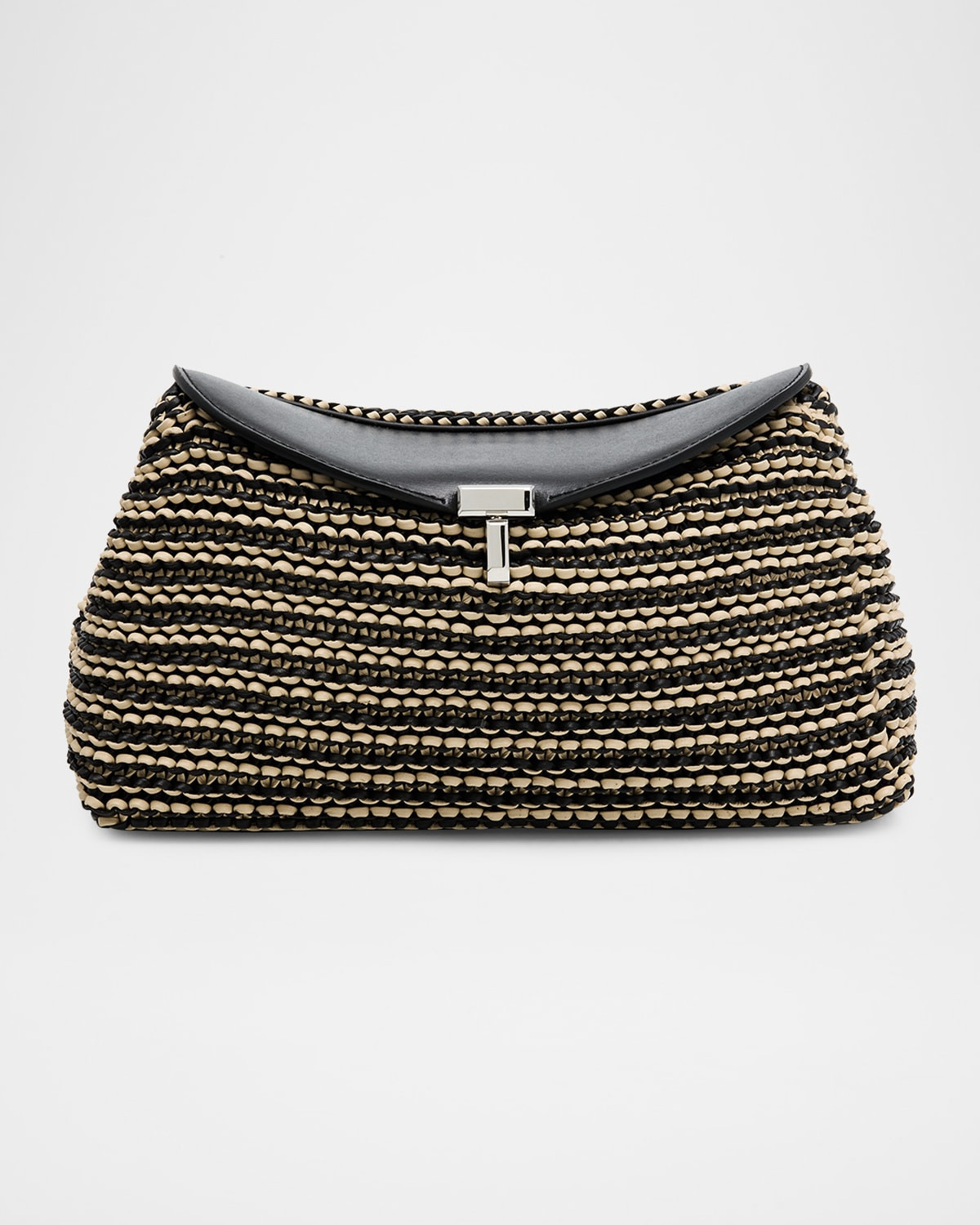 T-Lock Woven Leather Clutch Bag | Neiman Marcus