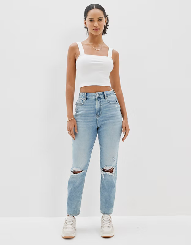 AE Stretch Ripped Curvy Mom Jean | American Eagle Outfitters (US & CA)