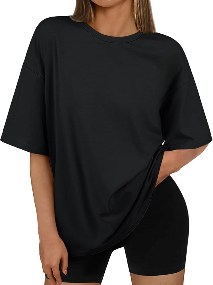AUTOMET Womens Oversized T Shirts Workout Plus Size Short Sleeve Tops Casual Loose Basic Tees Sum... | Amazon (US)