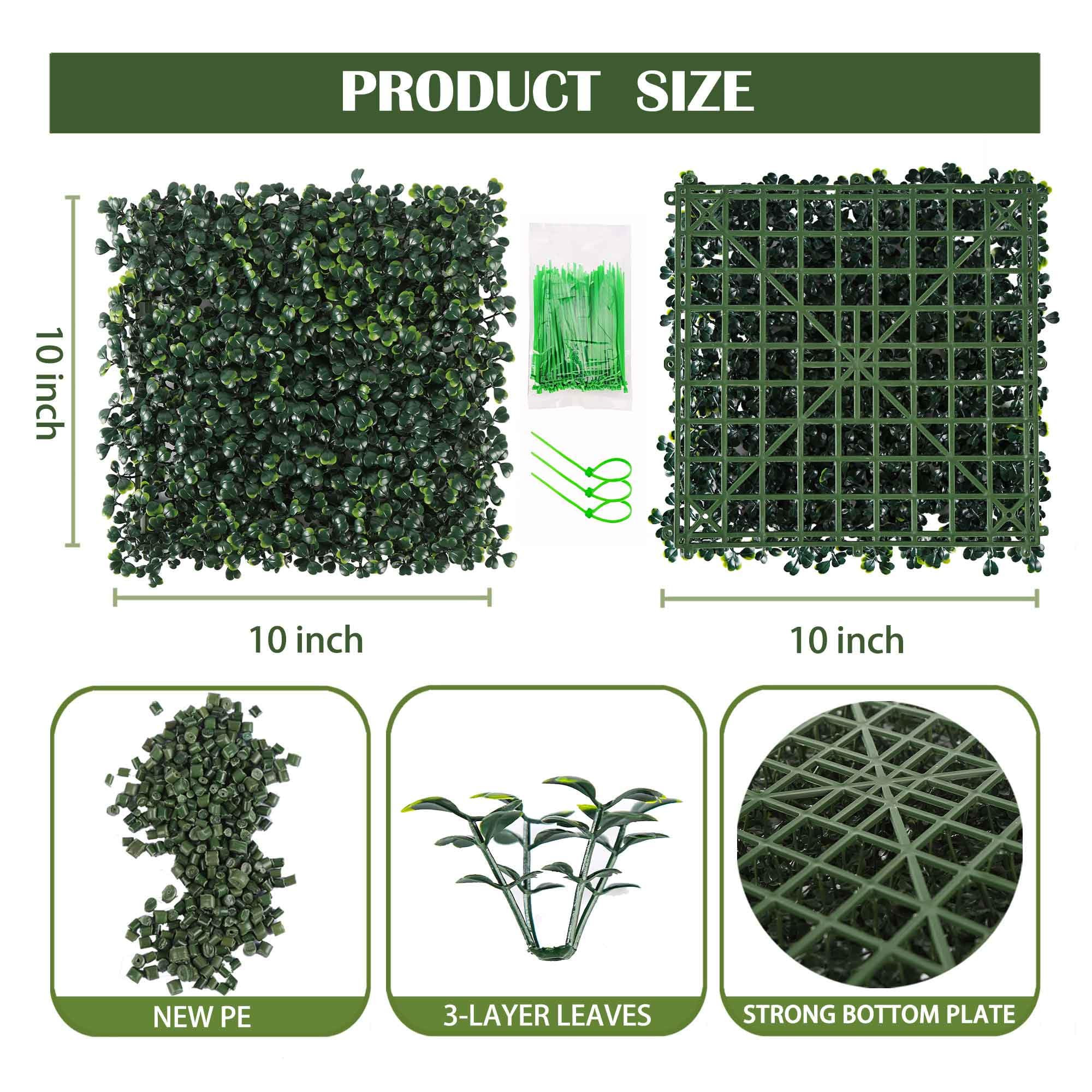 12PCS 10"x 10" Artificial Boxwood Wall Panels, UV-Anti Grass Wall Hedge Plant Panels for Indoor O... | Amazon (US)