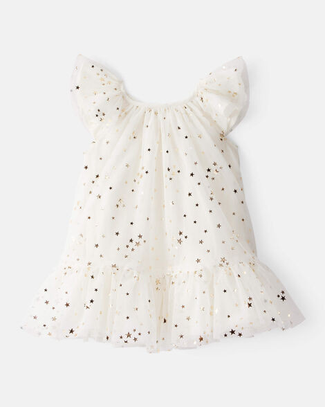 Baby Girl Star Print Short-Sleeve Dress - White | Carter's Inc