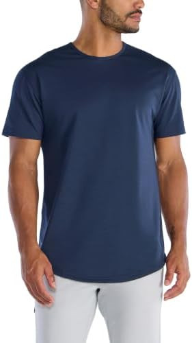 BYLT Mens Drop-Cut Men's T Shirt, Slim Fit Plain Tshirts for Men, Drop Cut Basic Crewneck Tee, Wr... | Amazon (US)