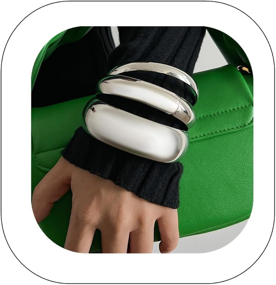 Punk Metal Bangle Bracelets Set Chunky Wide Bracelets Carved Bangles Stackable Dainty Gold Bracel... | Amazon (US)