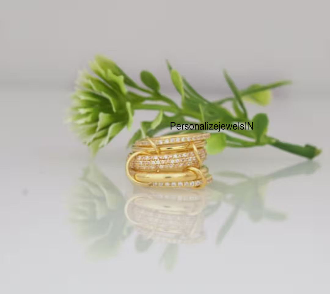 925 Silver Multi-link Band, CZ Multi-link Connected Rings, Interlocking Connector Ring,cz Band Ri... | Etsy (US)