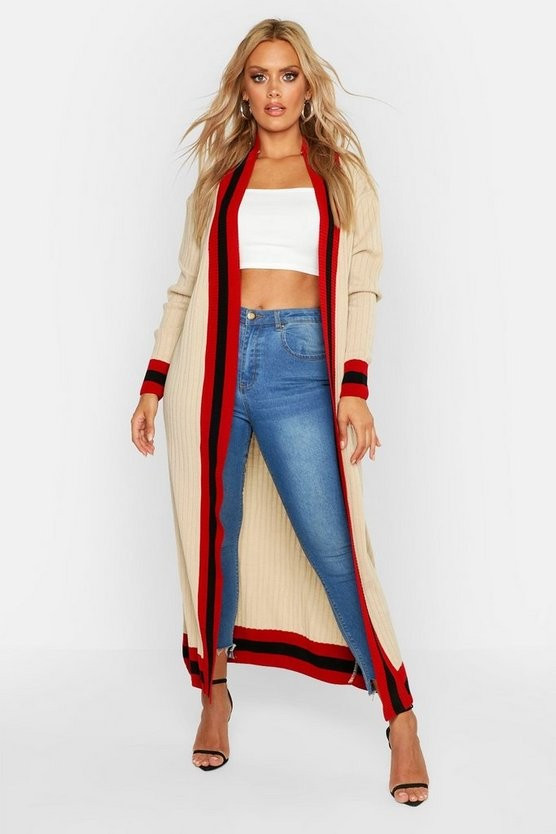 Plus Stripe Maxi Length Cardigan | Boohoo.com (US & CA)