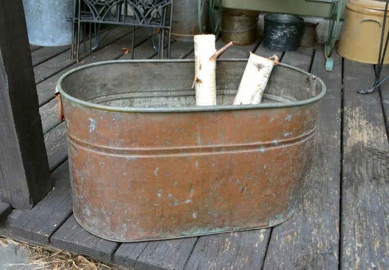 Copper Boiler, Vintage Canning Boiler, Copper Kindling Box, Rustic Copper Tub Missing 1 Handle | Etsy (US)