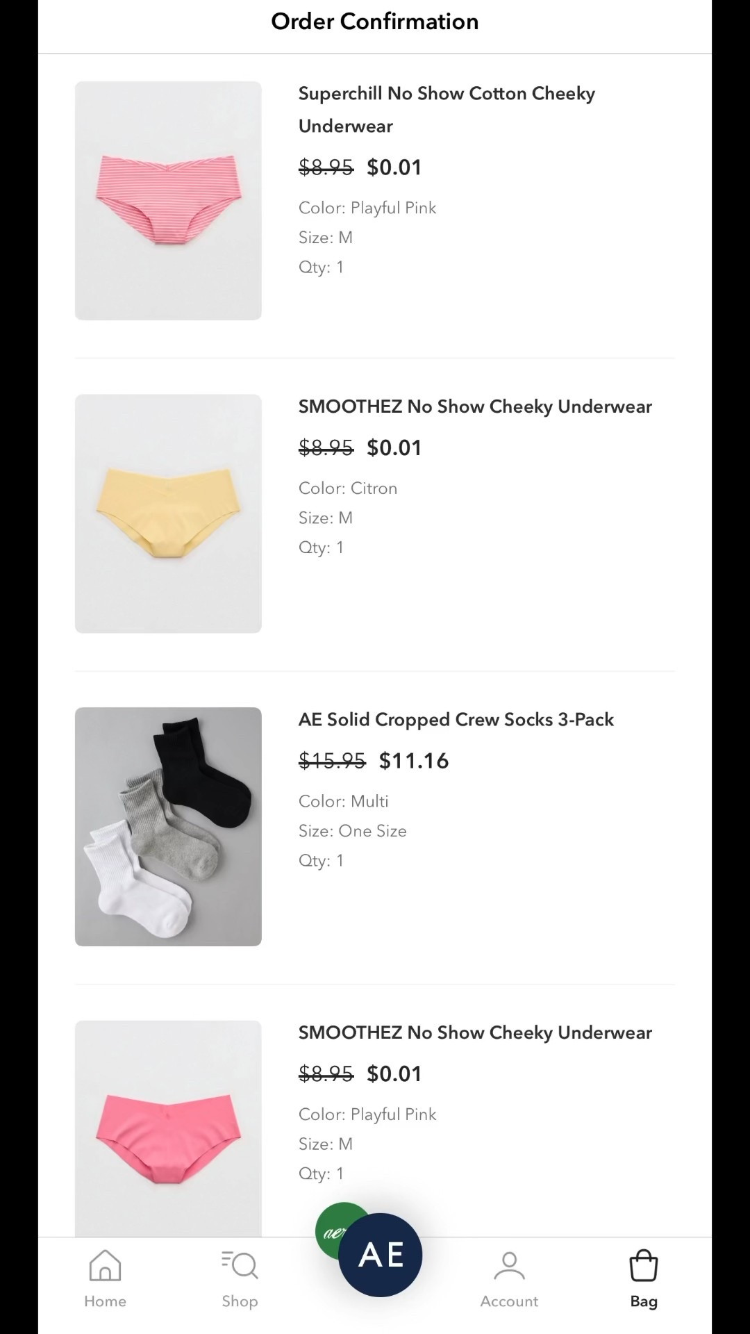 What I grabbed from American Eagle! I was in desperate need of some socks & underwear! Socks were 30% off, Buy 4 Get 4 Free on the underwear and of course I had to throw in a cute top for 40% off to get free shipping! 🤭

#LTKootd #LTKOver40 #LTKSaleAlert