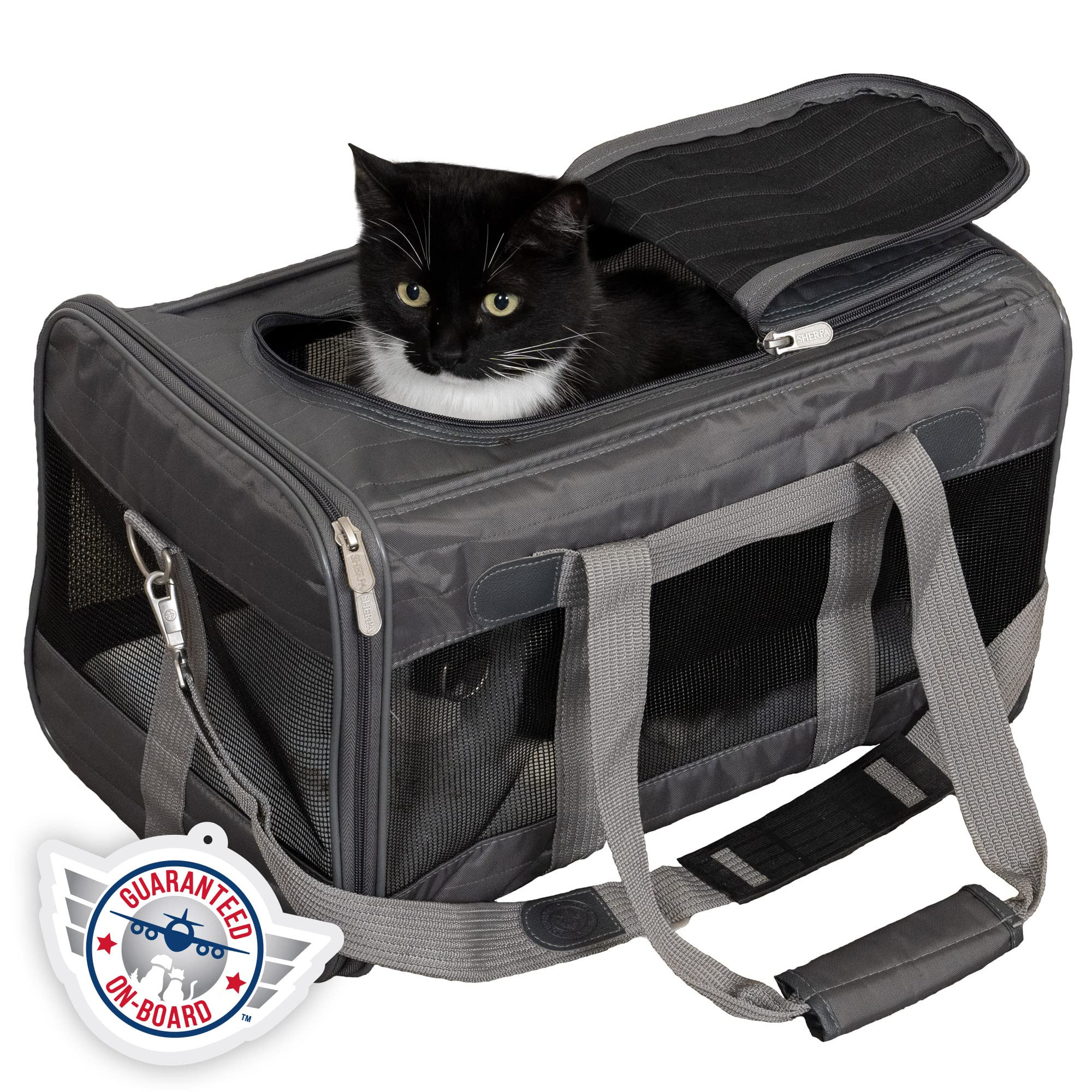 Sherpa Original Deluxe Travel Pet Carrier, Airline Approved - Charcoal Gray, Large | Amazon (US)