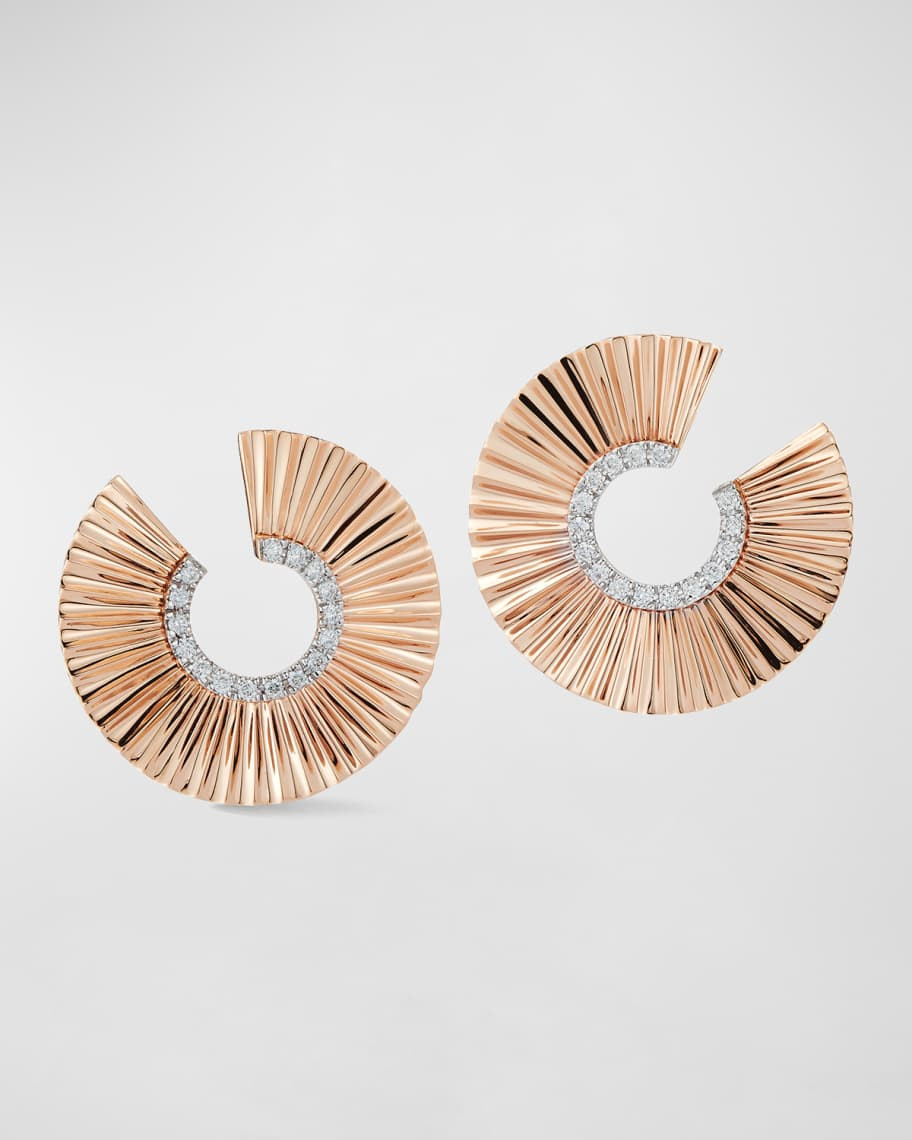 Clive Rose Gold Fluted Front-Facing Hoop Earrings with White Rhodium | Neiman Marcus