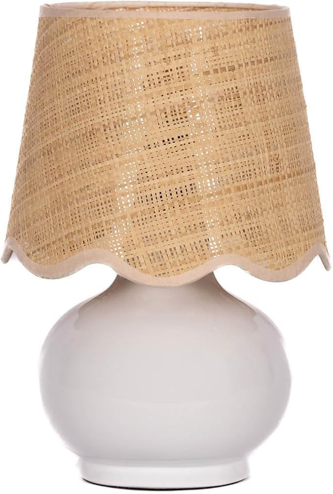 Benton Ceramic Table Lamp with Fabric Shade – 13" Bedside Accent Lamp for Bedroom, Living Room ... | Amazon (US)