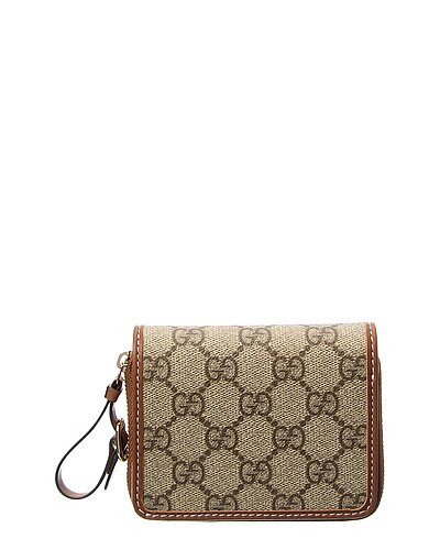 Emblem Mini GG Supreme Canvas & Leather Zip Around Wallet | Gilt & Gilt City