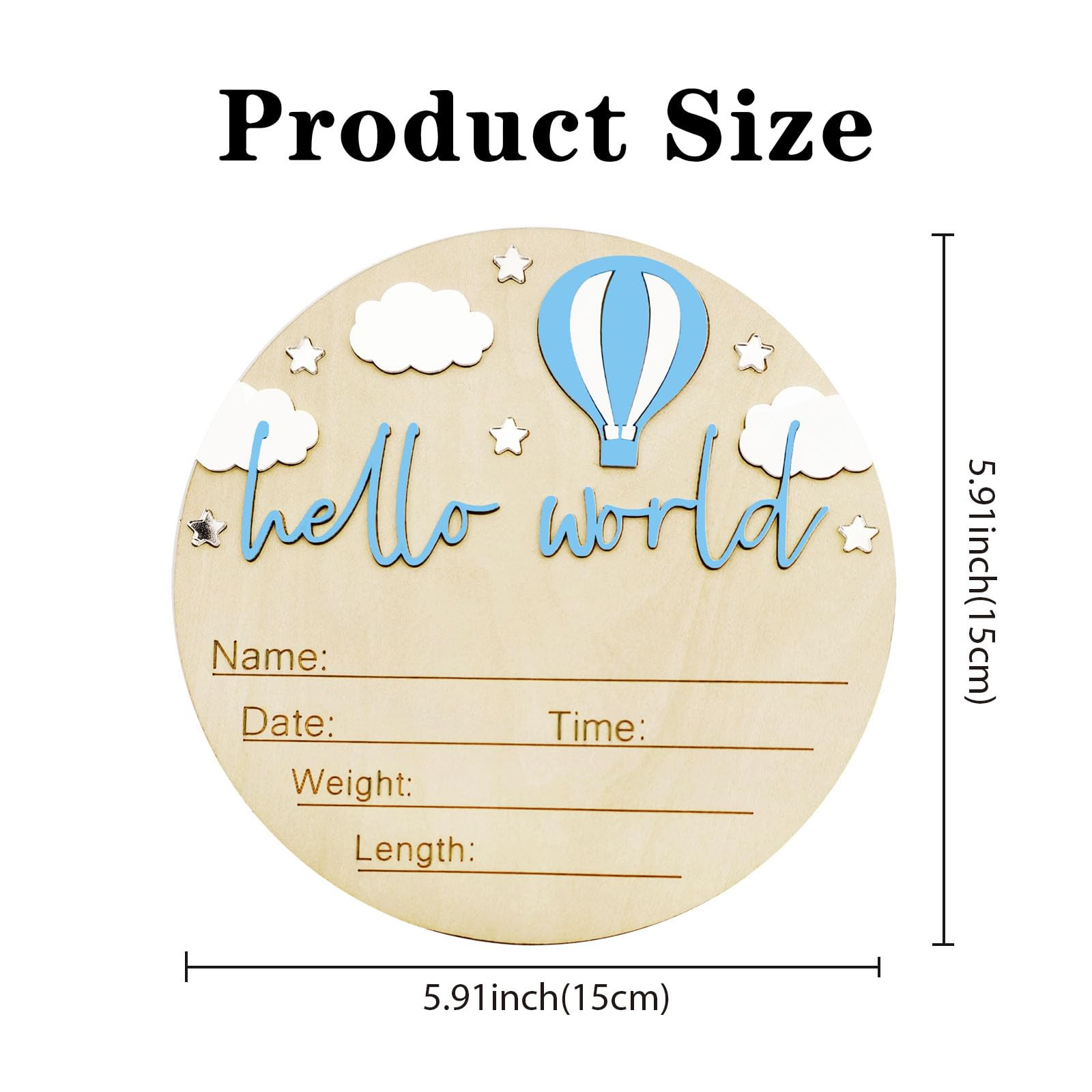 Baby Announcement Sign, 5.9 Inch Wooden Hello World Newborn Signs, Birth Announcement Sign and Pe... | Amazon (US)
