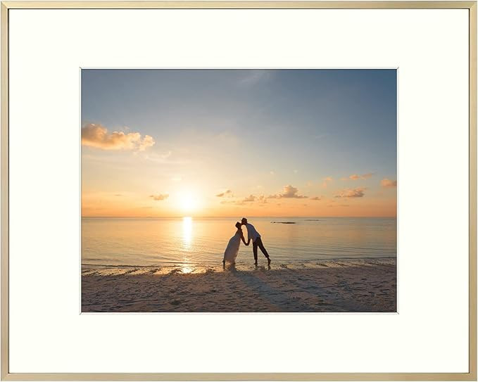 Golden State Art, Gold 16x20 Aluminum Frame for 16 x 20 Picture or 11x14 Photo with Mat - Shatter... | Amazon (US)