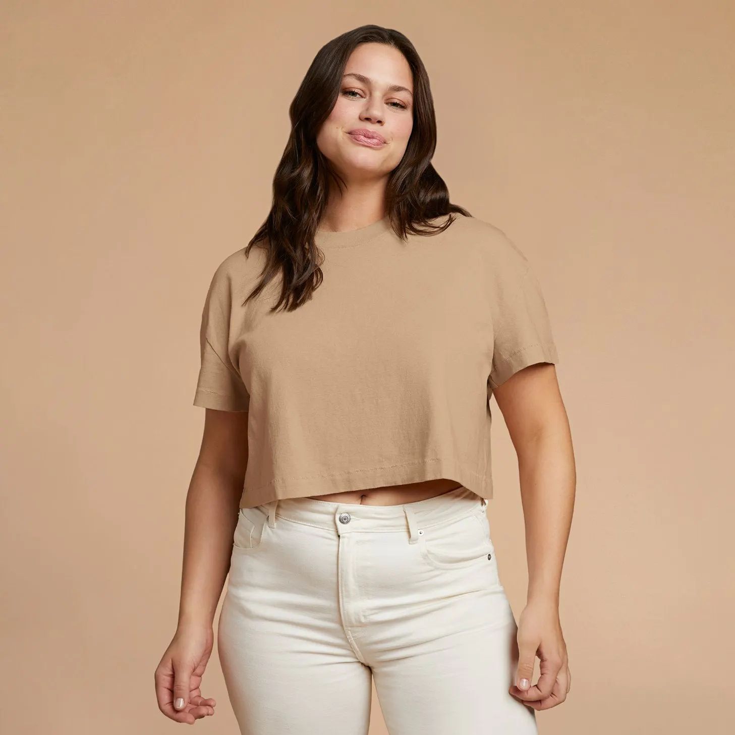 Women's Cropped Tee - Oat - nuuds | nuuds