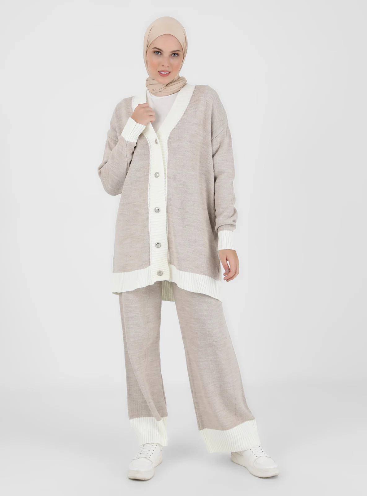 - Mink - Unlined - V neck Collar - Knit Suits | Modanisa (US)