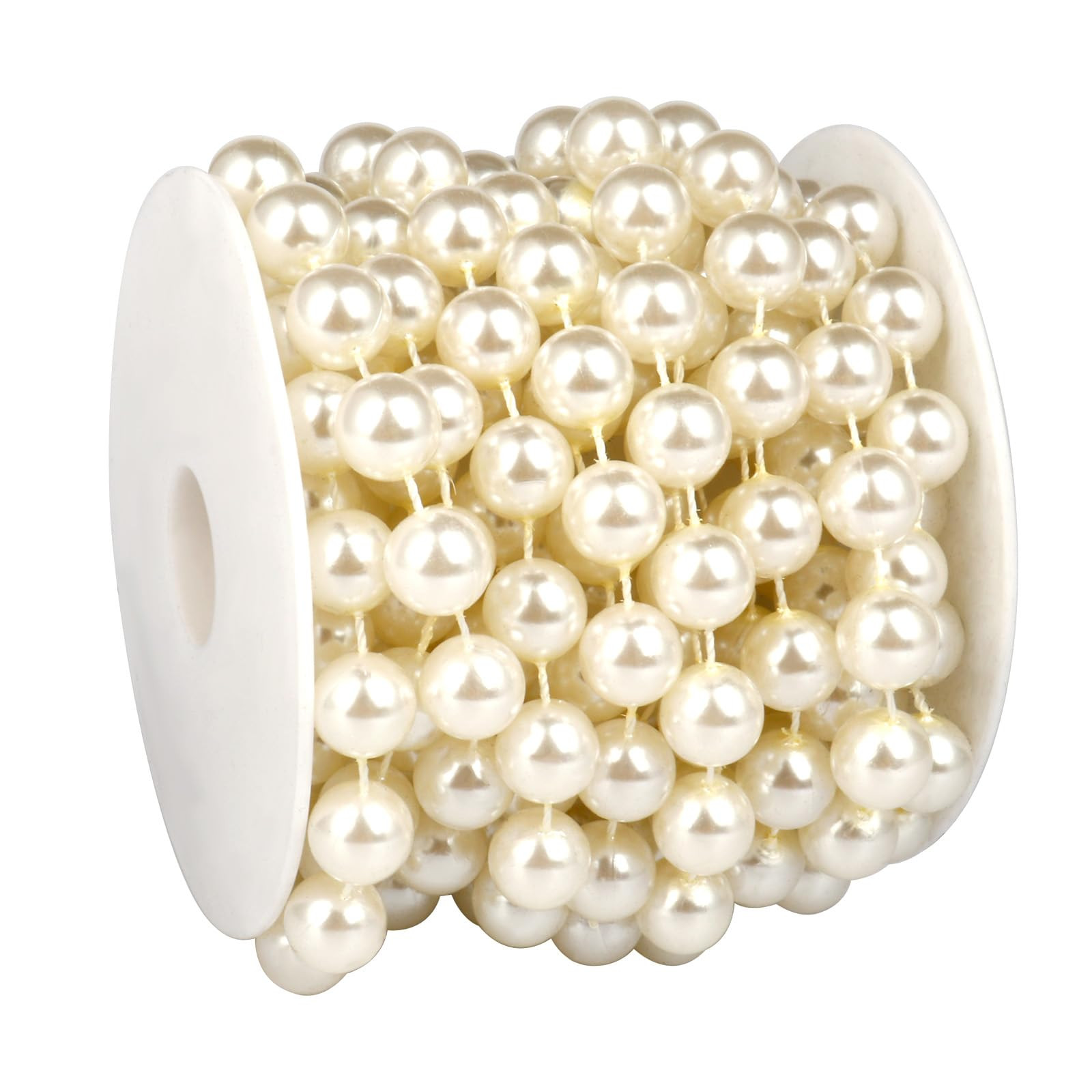 16.4 FT Pearl Beads Garland for Decoration, 12MM Ivory Craft Pearl Beads String Roll Spool for DI... | Amazon (US)