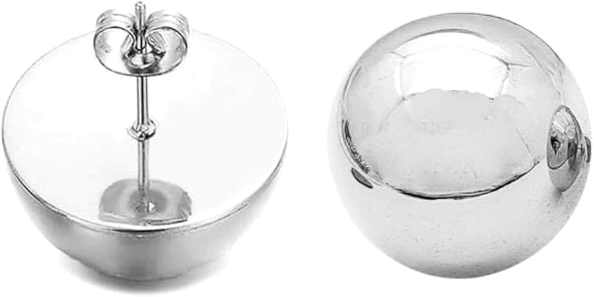 Stainless Steel Half Ball Round Dome Stud High Polished Earring for Women 10mm / 12mm / 14mm / 16... | Amazon (US)