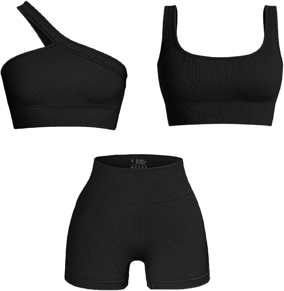 Workout Sets for Women 2 Piece Seamless Sexy One Shoulder Sport Bra High Waist Shorts GMY Yoga Tw... | Amazon (US)