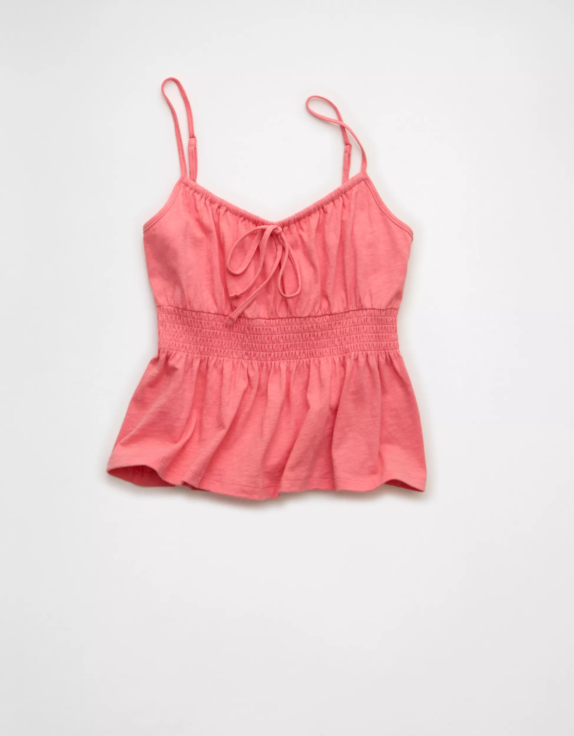 AE Sunchaser Tie-Front Smocked Cami | American Eagle Outfitters (US & CA)
