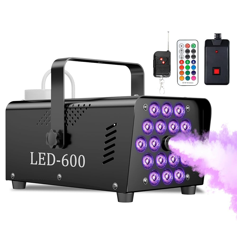 Fog Machine Smoke Machine, 18 LED Lights with 13 Colors, 600W and 2500CFM Fog, Wireless&Wired Rem... | Amazon (US)