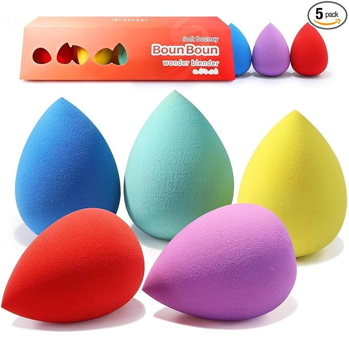 BEAKEY Makeup Sponge Set 5 Pack Micro Porous Low Absorption Soft Latex Free Foundation Beauty Spo... | Amazon (US)